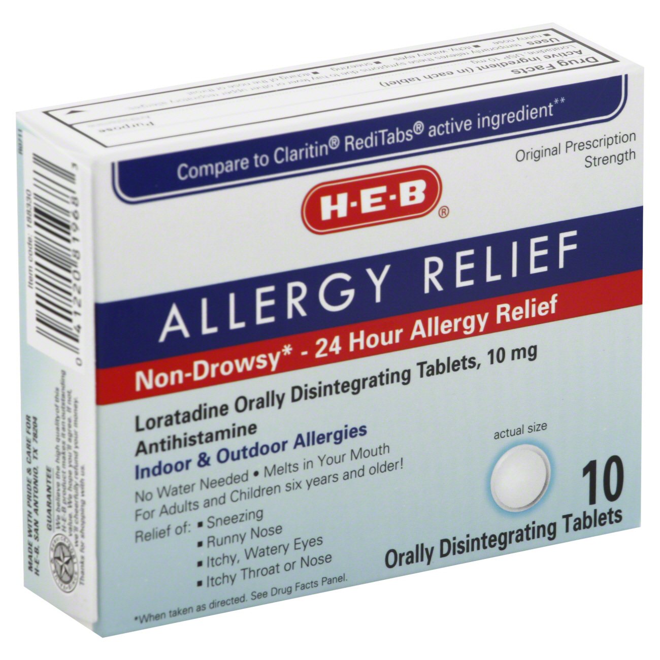 HEB 24 Hour NonDrowsy Allergy Relief Tablets Shop Sinus & Allergy