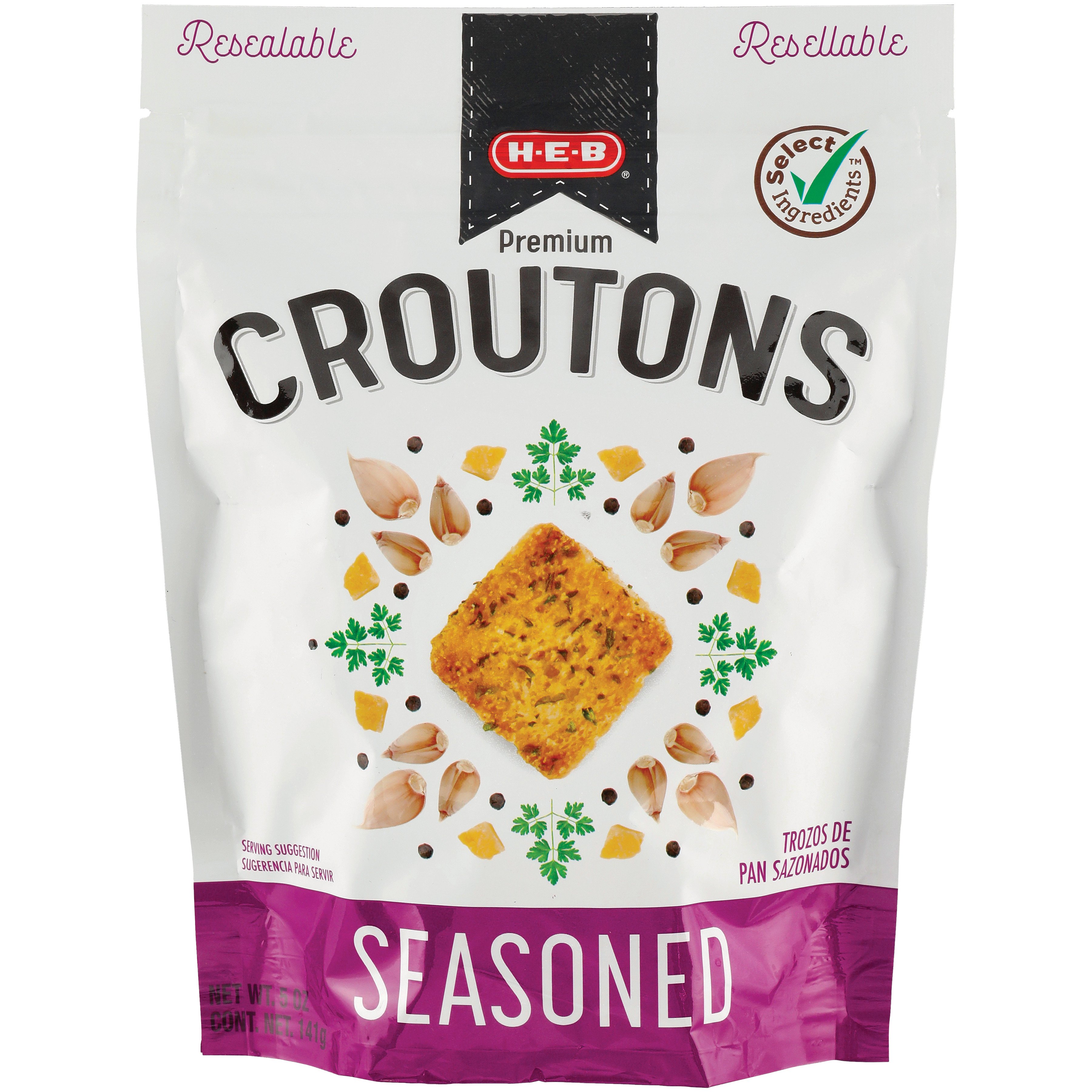 H-E-B Select Ingredients Seasoned Premium Croutons - Shop Salad ...