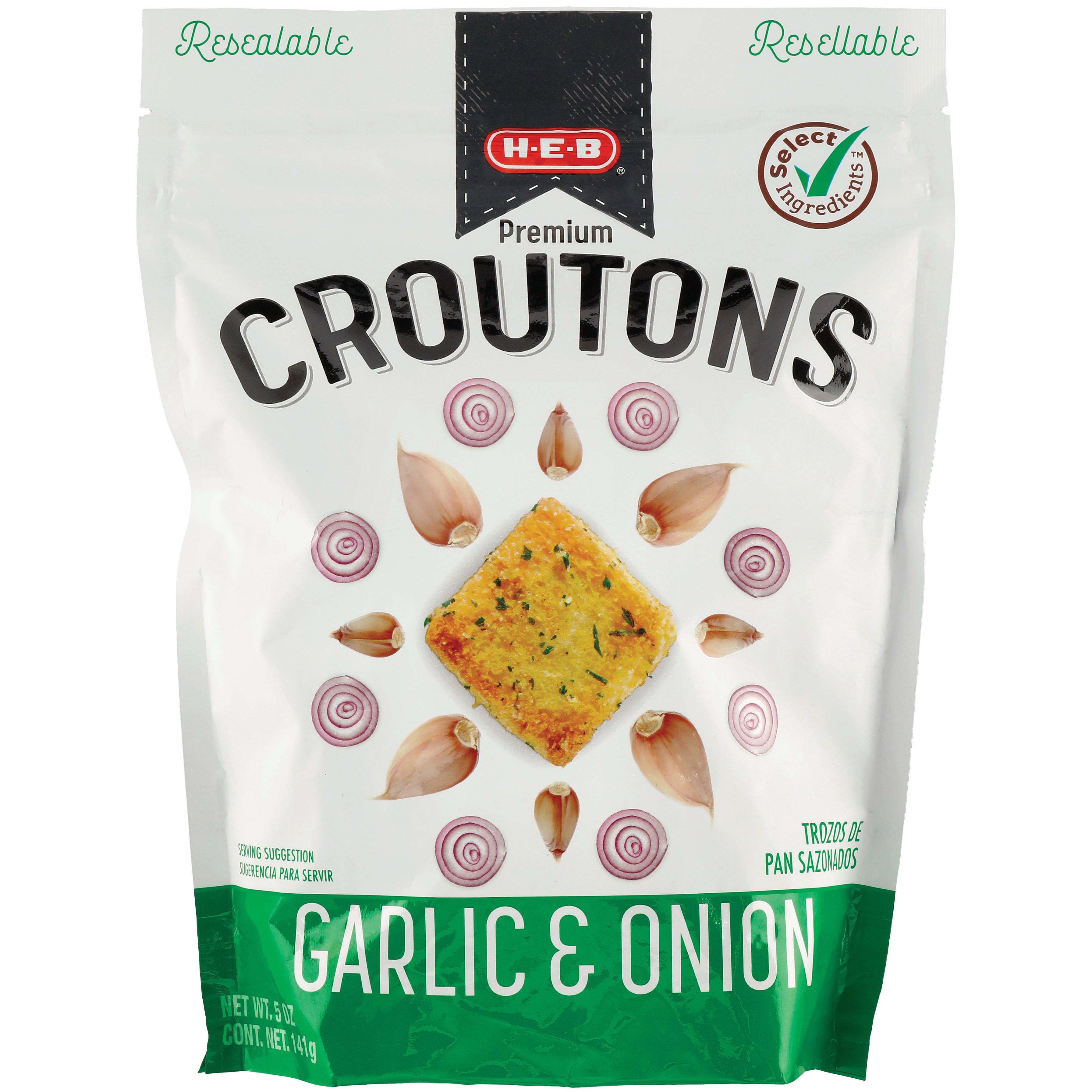 HEB Select Ingredients Onion & Garlic Premium Croutons Shop Salad