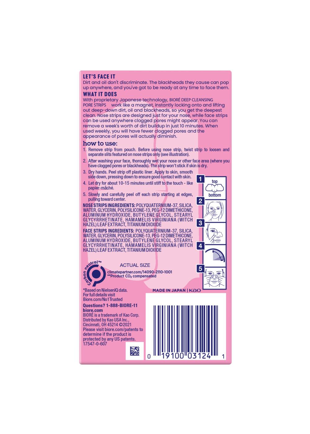 Bioré Nose + Face Deep Cleansing Pore Strips Shop Facial masks