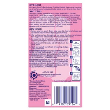 Bioré Nose + Face Deep Cleansing Pore Strips, 14 ct