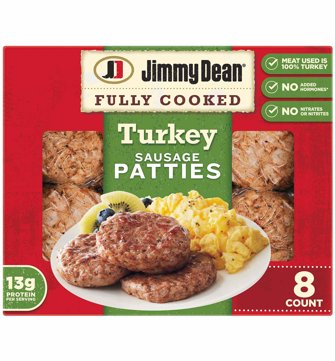 Jimmy Dean Fully Cooked Turkey Breakfast Sausage Patties, 8 ct; image 1 of 6