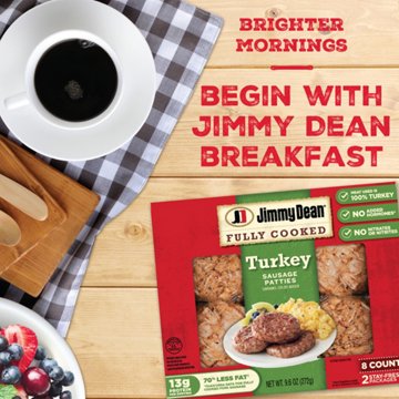 Jimmy Dean Fully Cooked Turkey Breakfast Sausage Patties, 8 ct