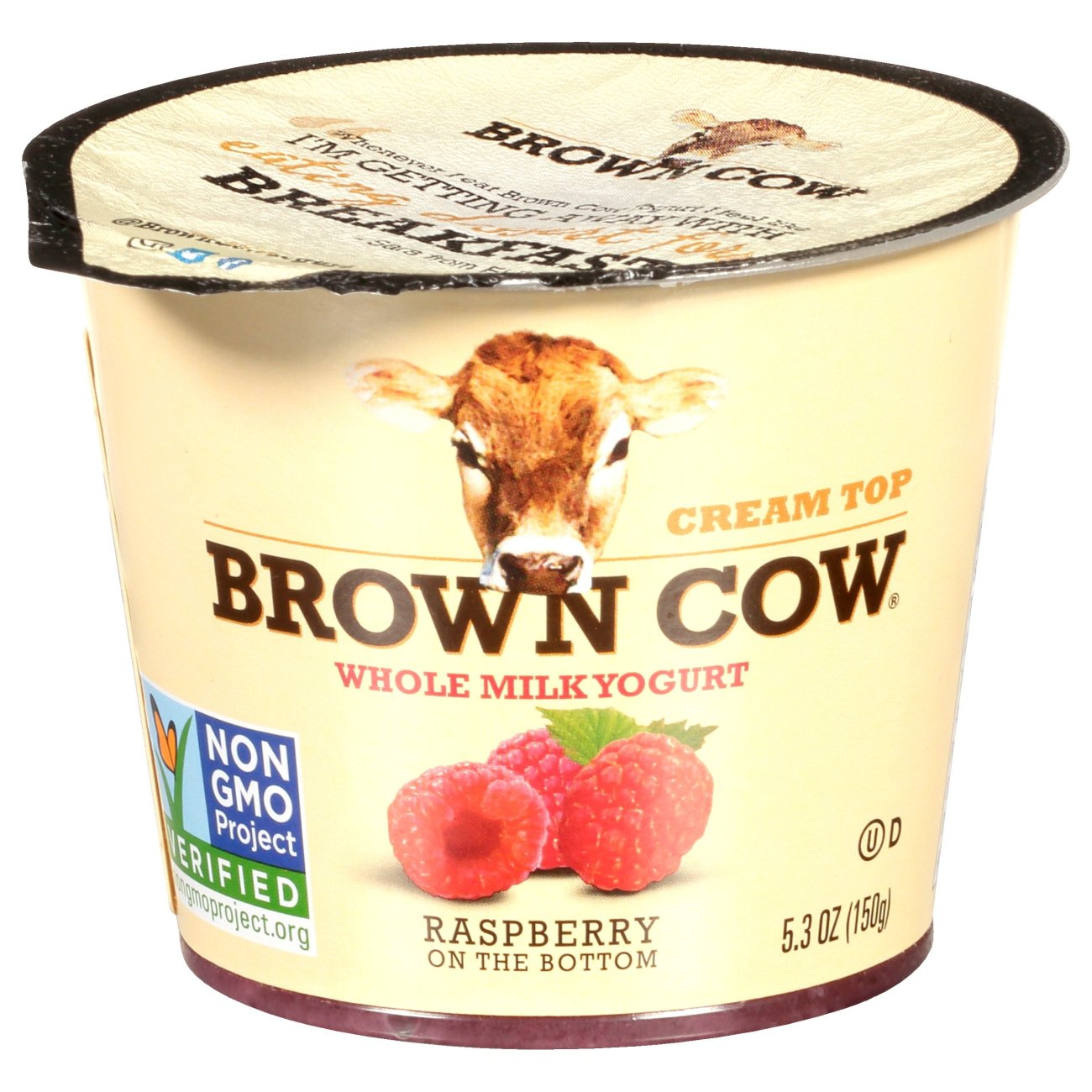 Brown Cow Cream Top Fruit on the Bottom Raspberry Yogurt Shop Yogurt