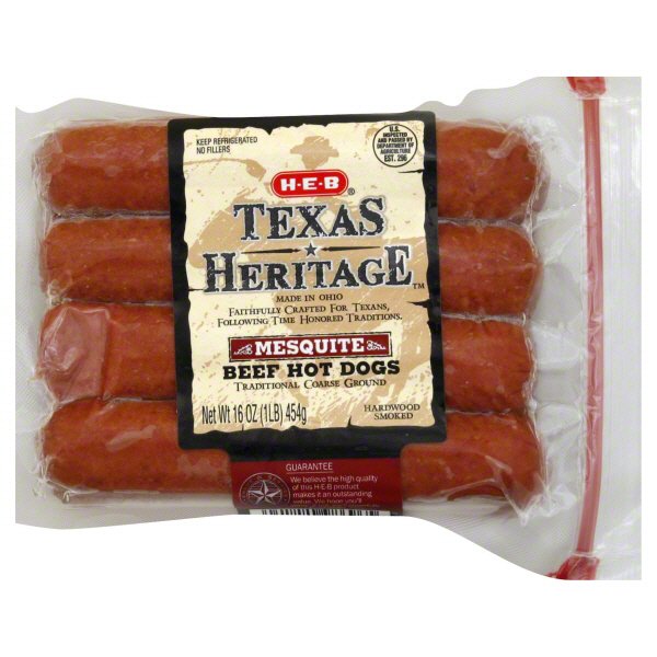 HEB Texas Heritage Beef Mesquite Hot Dogs Shop Hot Dogs at HEB