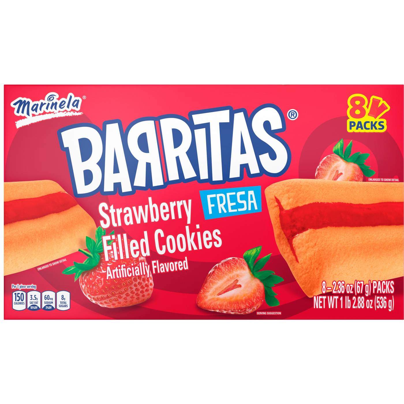 Marinela Barritas Fresa Filled Cookies; image 1 of 3