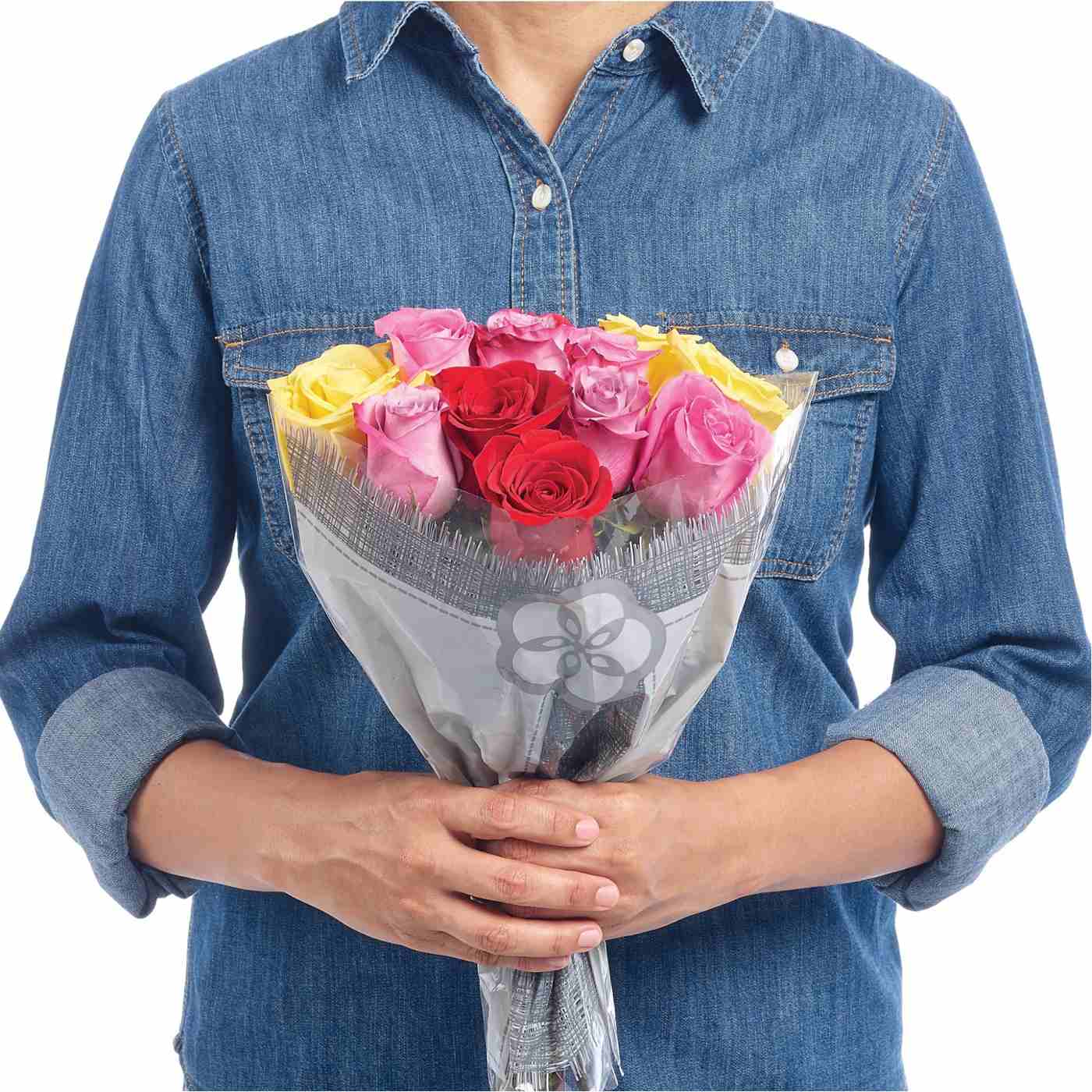 BLOOMS by HEB Dozen Rainbow Roses Shop Flowers & arrangements at HEB