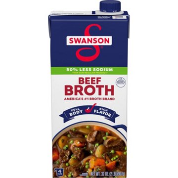 Swanson 50% Less Sodium Beef Broth, 32 oz