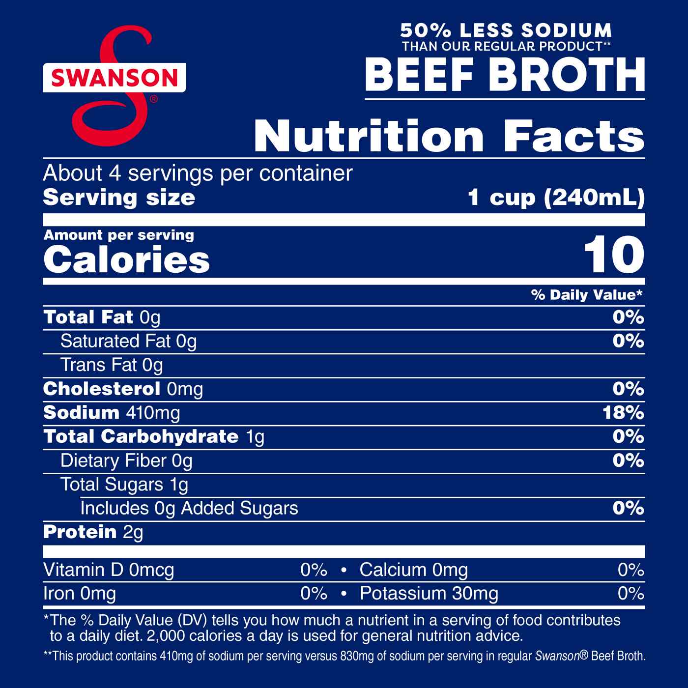 Swanson 50% Less Sodium Beef Broth; image 8 of 10