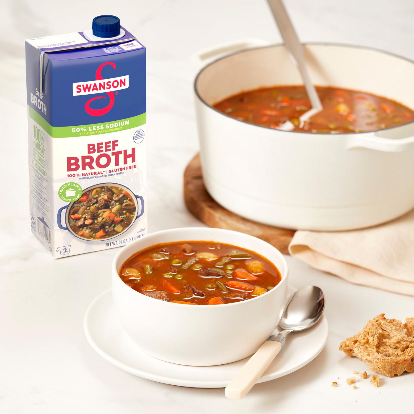 Swanson 50% Less Sodium Beef Broth; image 10 of 10