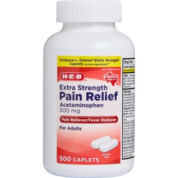 H-E-B Acetaminophen Fever & Pain Relief Caplets – 500 mg, 500-ct