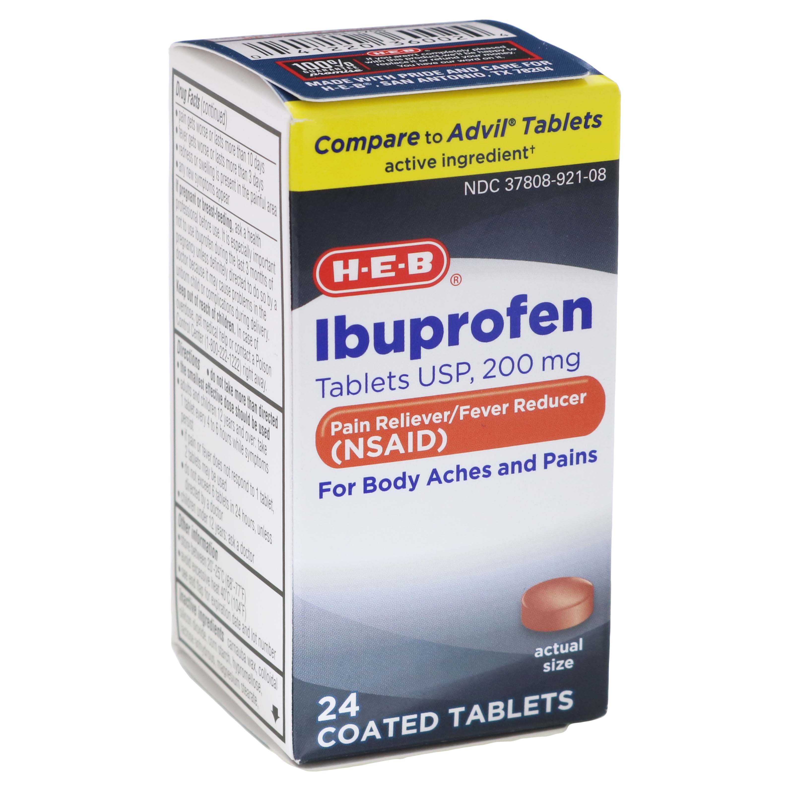 H E B Ibuprofen 200 Mg Coated Tablets Shop Pain Relievers At H E B