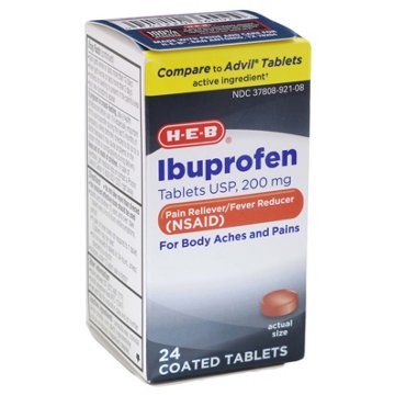 H-E-B Ibuprofen, 200 mg Coated Tablets, 24 ct