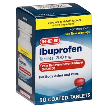 H-E-B Ibuprofen 200 Mg Coated Tablets, 50 ct