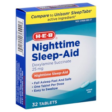 H-E-B Nighttime Sleep-Aid Tablets - 25 mg, 32 ct