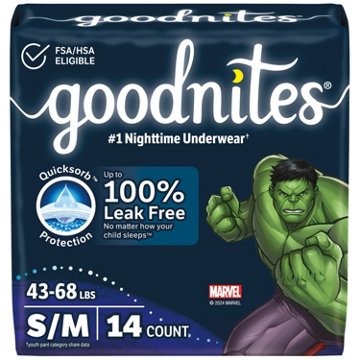 Goodnites Boys' Nighttime Bedwetting Underwear - S/M (43-68 lbs), 14 ct