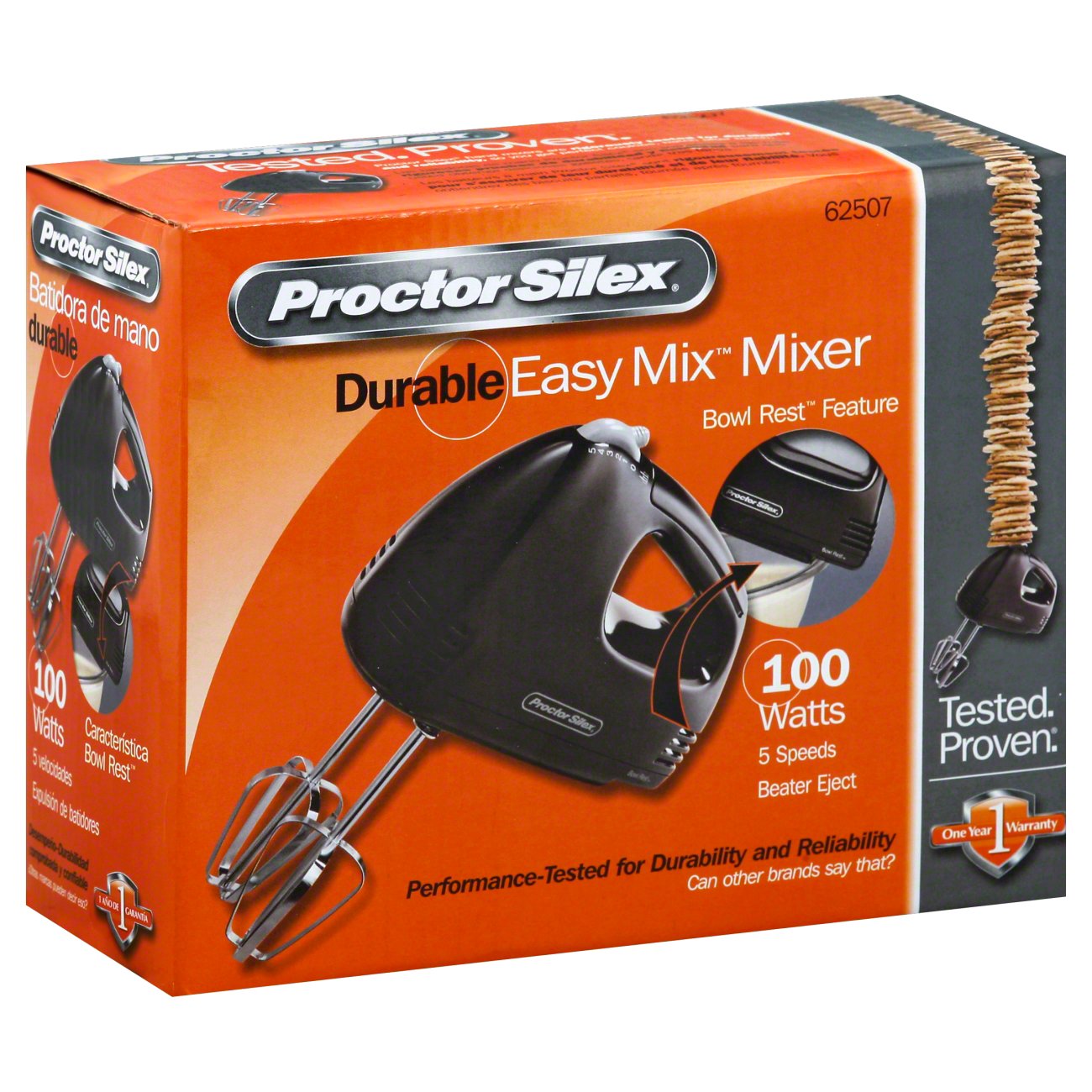 Renewed Proctor Silex 62515RY 5-Speed Easy Mix Hand Mixer White