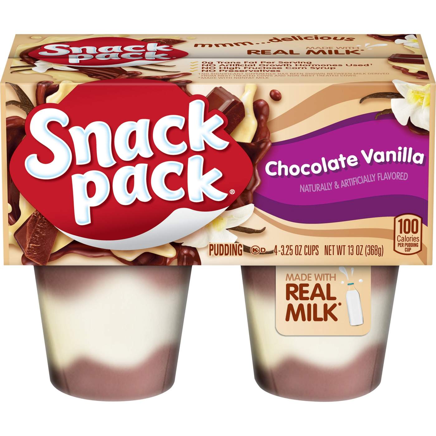 Snack Pack Chocolate Vanilla Pudding Cups; image 1 of 7