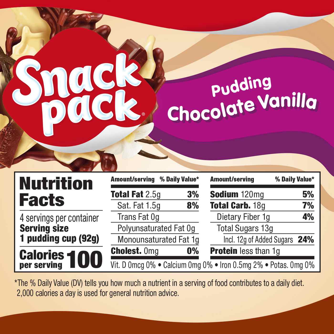 Snack Pack Chocolate Vanilla Pudding Cups; image 4 of 7