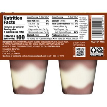 Snack Pack Chocolate Vanilla Pudding Cups, 4 ct