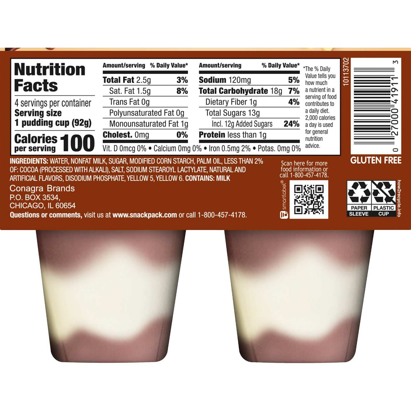 Snack Pack Chocolate Vanilla Pudding Cups; image 7 of 7