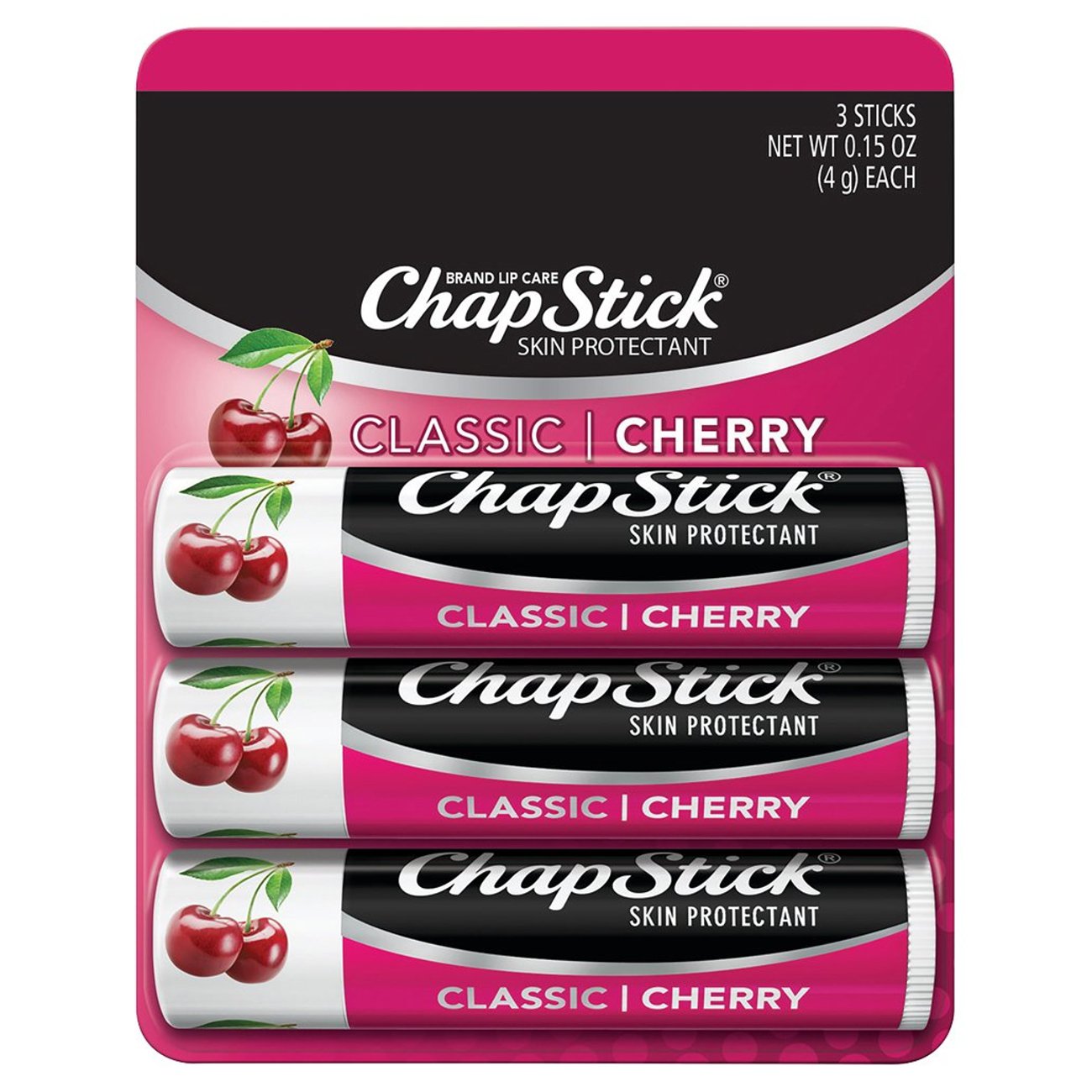 ChapStick Classic Cherry Skin Protectant/Sunscreen SPF 4 Value Pack