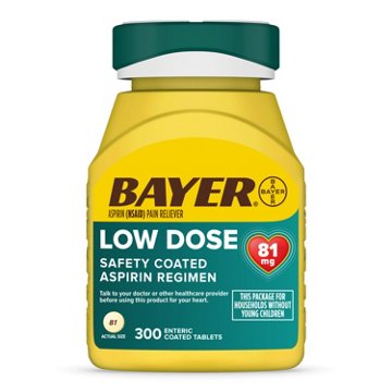 Bayer Low Dose Safety Coated Aspirin Tablets - 81 mg, 300 ct