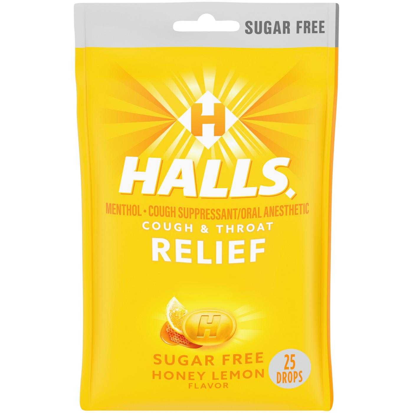 Halls Relief Cough Drops - Sugar Free Honey Lemon; image 1 of 6