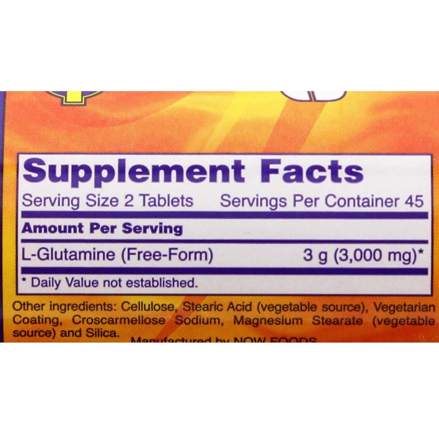 NOW Sports L-Glutamine 1500 mg Tablets; image 2 of 2