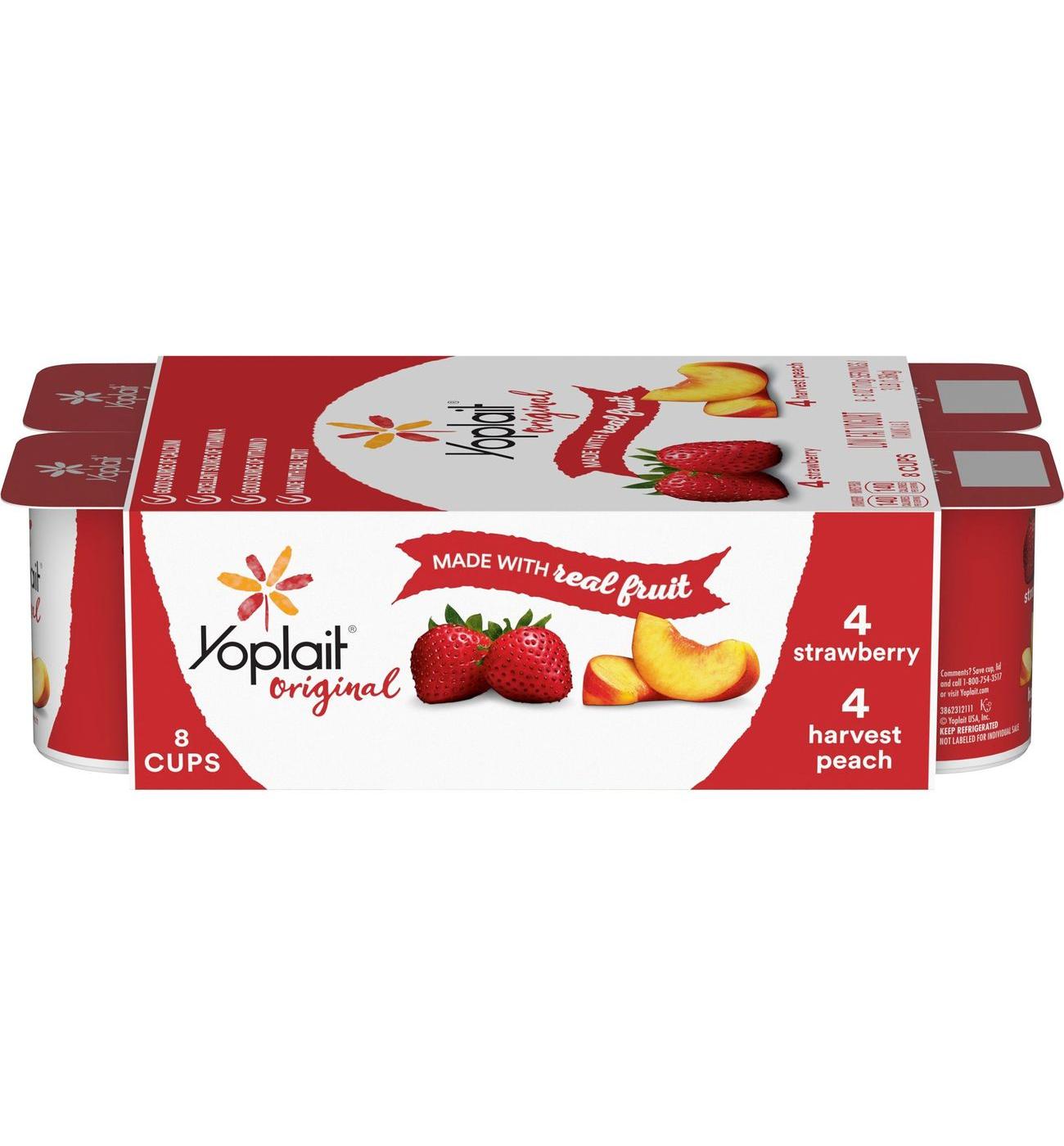 Yoplait Original Low-Fat Strawberry & Harvest Peach Yogurt Variety Pack; image 1 of 6