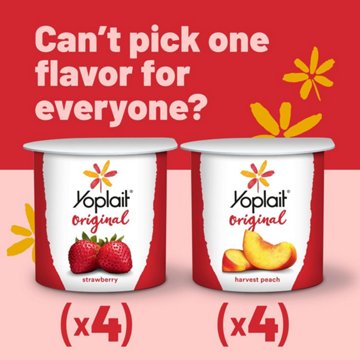 Yoplait Original Low-Fat Strawberry & Harvest Peach Yogurt Variety Pack, 8 ct