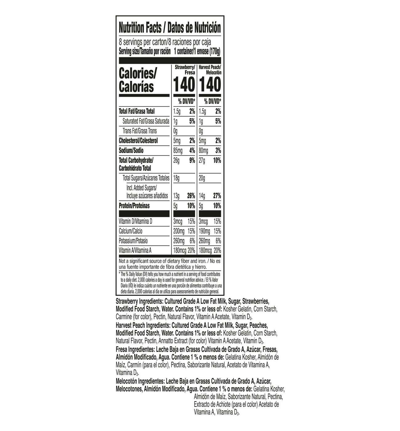 Yoplait Original Low-Fat Strawberry & Harvest Peach Yogurt Variety Pack; image 5 of 6