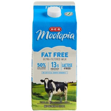 H-E-B Mootopia 13g Protein Lactose Free Fat Free Milk, 1/2 gal