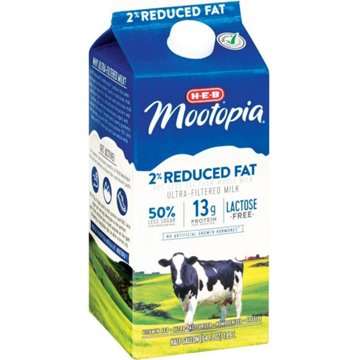 H-E-B Mootopia Lactose Free  2% Reduced Fat Milk, 1/2 gal