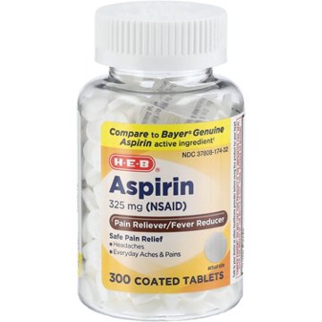 HEB Aspirin 325 Mg Coated Tablets, 300 CT