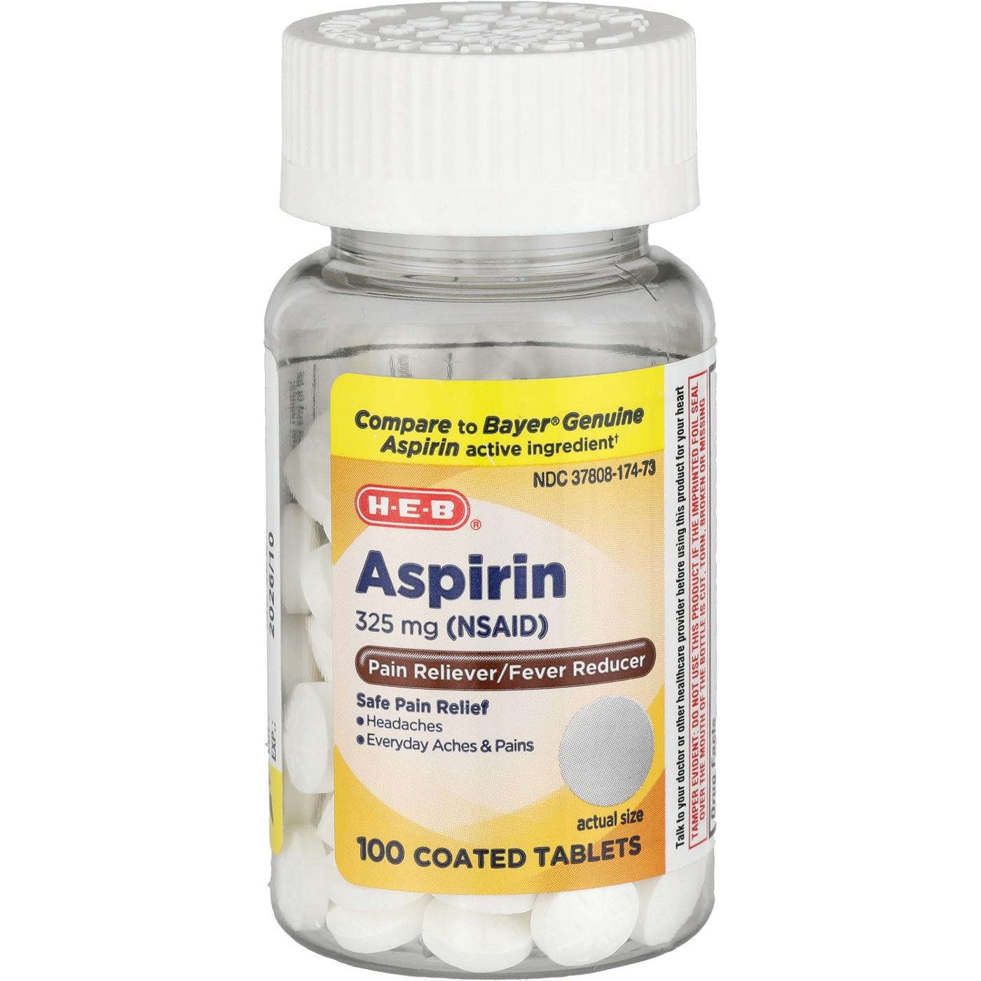 H-E-B Aspirin Coated Tablets - 325 mg; image 1 of 2