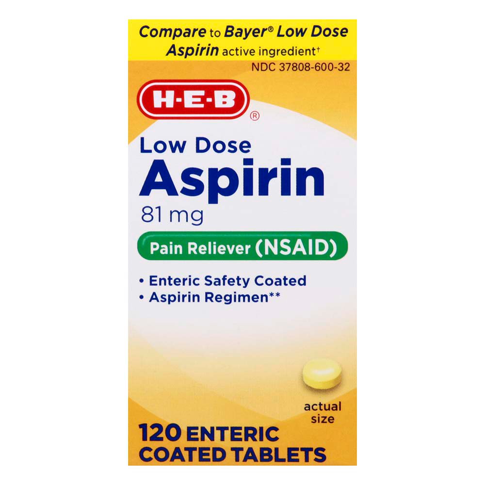 HEB Aspirin 81 mg Enteric Coated Tablets Shop Pain Relievers at HEB