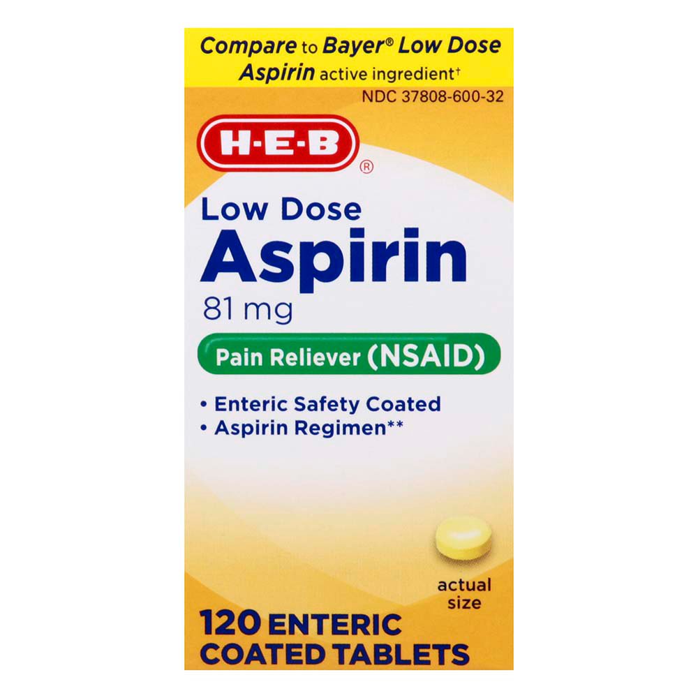 HEB Low Dose Aspirin Enteric Coated Tablets 81 mg Shop Pain