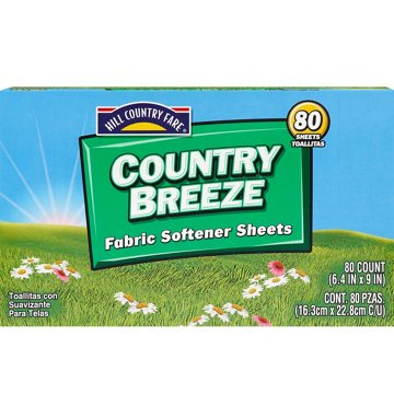 Hill Country Fare Fabric Softener Dryer Sheets - Country Breeze, 80 ct