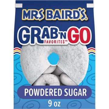 Mrs Baird's Grab 'n Go Favorites Powdered Sugar Donuts, 9 oz