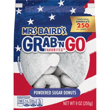Mrs Baird's Grab 'n Go Favorites Powdered Sugar Donuts, 9 oz