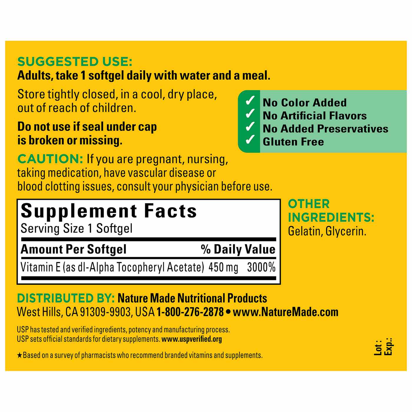 Nature Made Vitamin E 450 mg (1,000 IU) Liquid Softgels; image 2 of 3