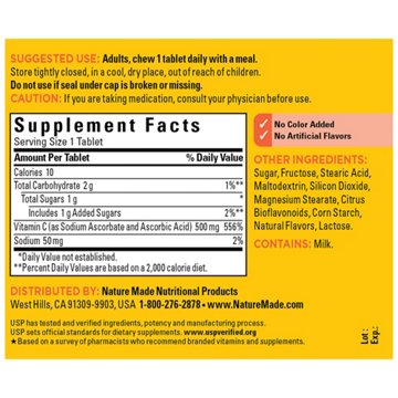 Nature Made Vitamin C 500 mg Chewable Tablets - Orange, 60 ct