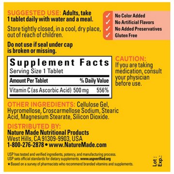 Nature Made Vitamin C 500 mg Tablets, 100 ct