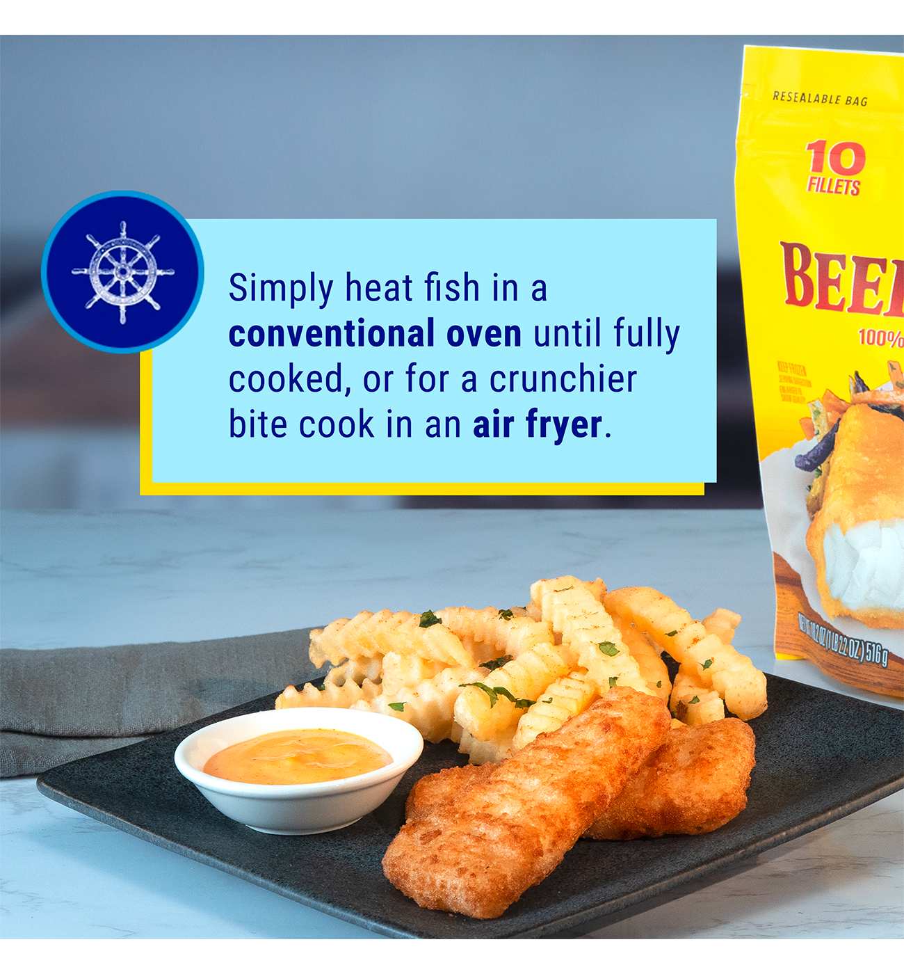 Gorton's Frozen Beer Battered Whole Pollock Fish Fillets; image 6 of 6