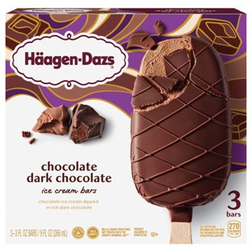 Haagen-Dazs Chocolate Dark Chocolate Ice Cream Bars, 3 ct