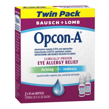 Bausch & Lomb Opcon-A Eye Allergy Relief Drops, 2 pk