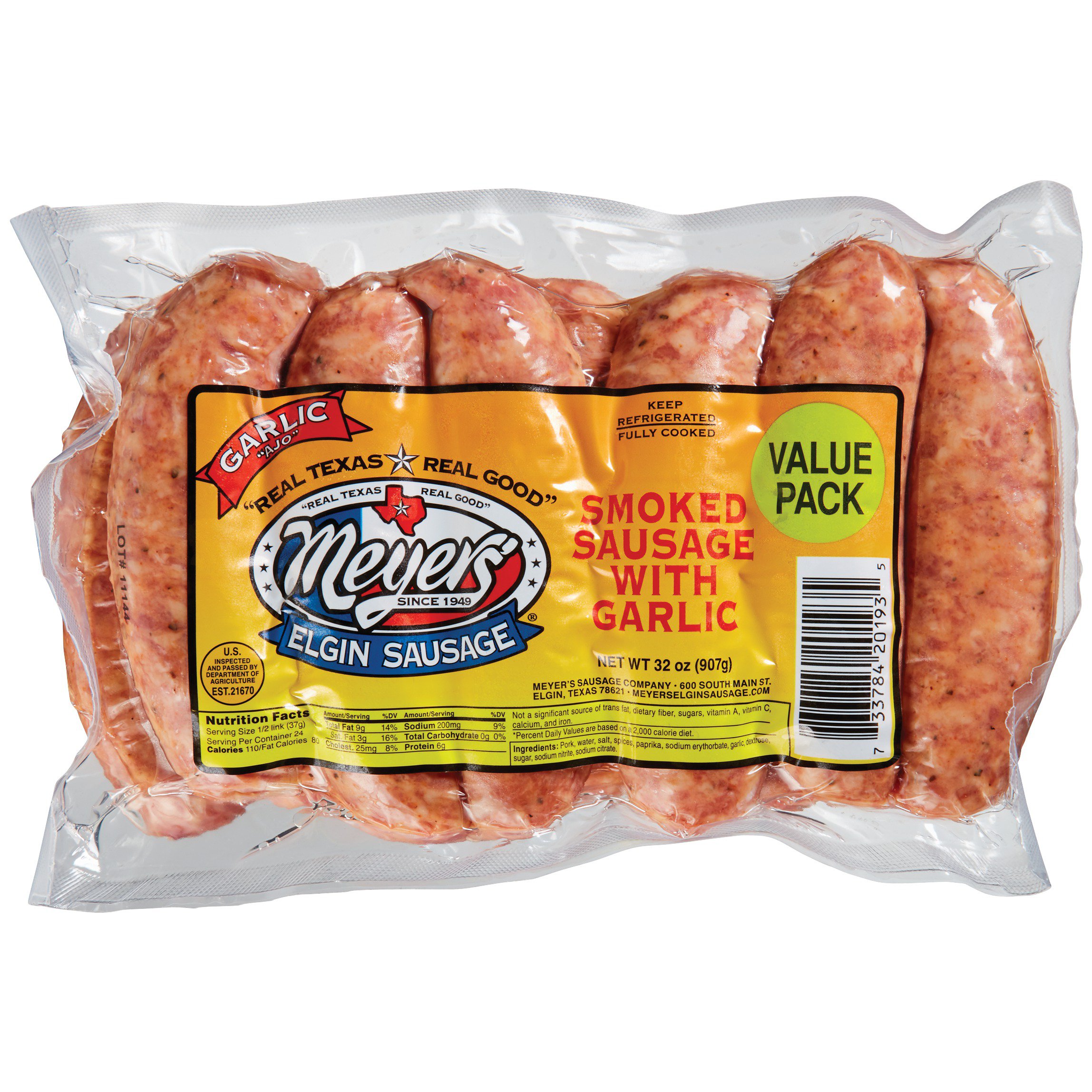 Meyer's Smoked Sausage Links with Garlic Value Pack Shop Sausage at HEB
