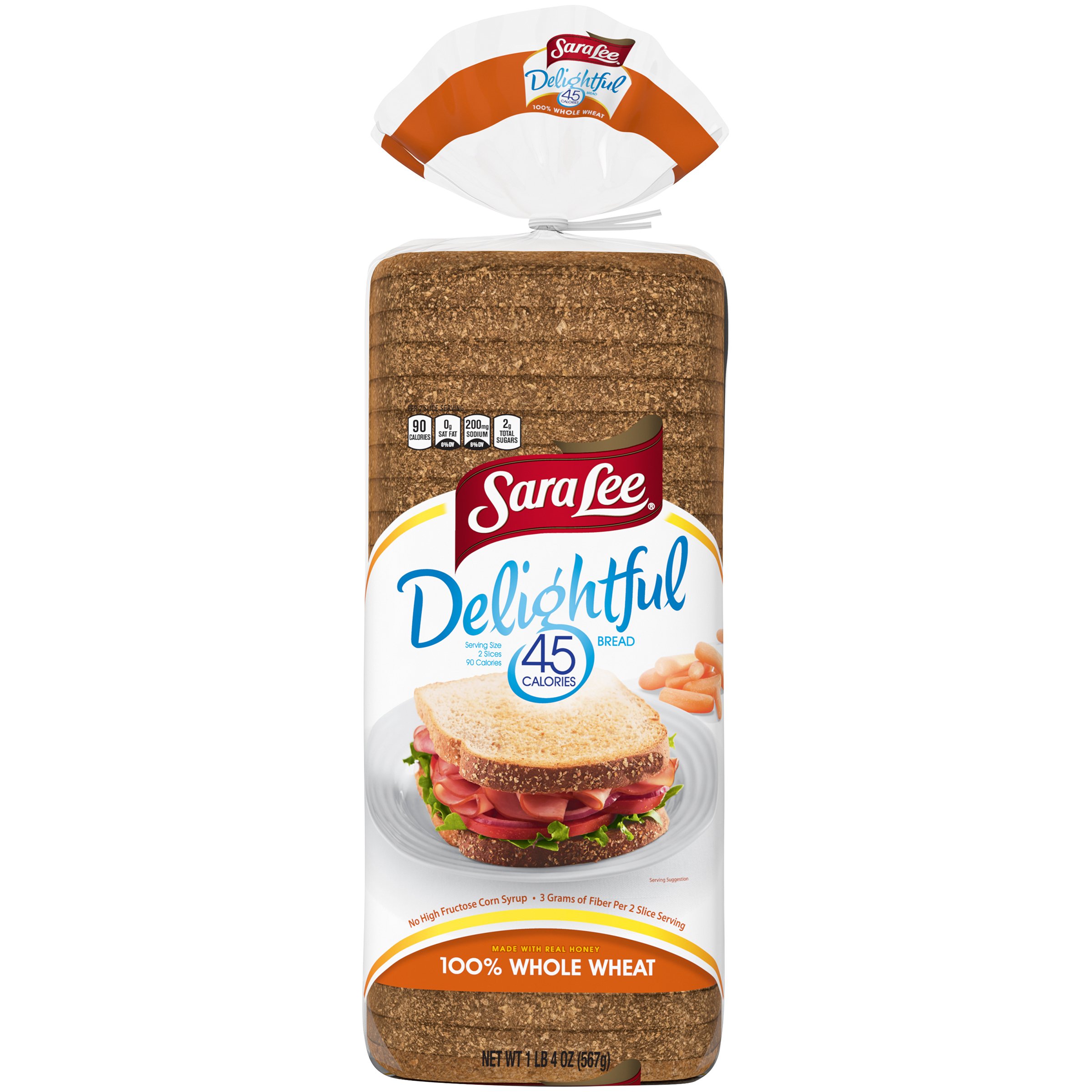 Sara Lee Delightful 100% Whole Wheat Bread with Honey - Shop Sliced Bread  at H-E-B