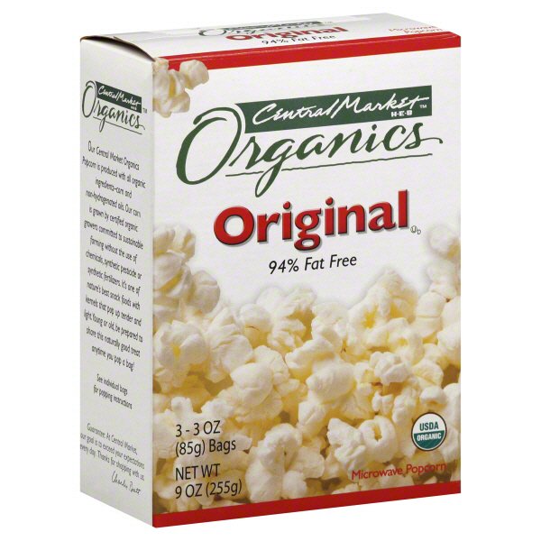 Central Market Organics 94 Fat Free Original Microwave Popcorn Shop